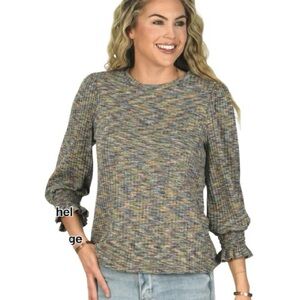 Zac & Rachel Multicolor Knit Top Women’s Size Large Colorful Stretchy
